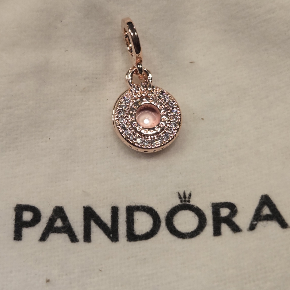 Pandora Rose Gold Charm with Pink Stone